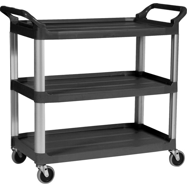 3-Shelf Mobile Utility Cart, Aluminum, 300 lb Load Capacity, 3 Shelves, 40.6" W, 37.8" H